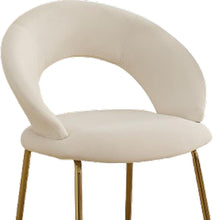 Load image into Gallery viewer, Boucle Metal Curved Back Dining Side Chair - White / Gold