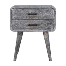 Load image into Gallery viewer, 22" Solid Wood Distressed Two Drawer Nightstand - Gray