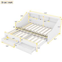 Load image into Gallery viewer, Daybed Frame With Storage Bookcases, 2 Drawers, Charging Station