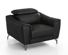 Load image into Gallery viewer, 42" Genuine Leather And Silver Solid Color Lounge Chair - Black