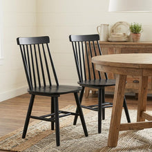 Load image into Gallery viewer, Solid Wood Windsor Back Dining Side Chairs (Set of 2) - Black