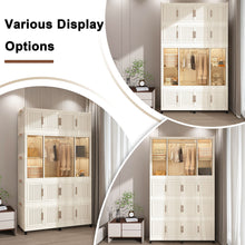 Load image into Gallery viewer, Portable Wardrobe Closet Storage Organizer With 17 Magnetic Doors, 17 Cubes, Hanging Rod & 6 Hangers - Creamy White