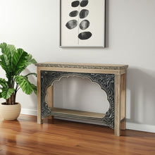 Load image into Gallery viewer, 56" Solid Wood Distressed Console Table With Shelf - Black And Natural