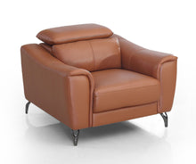 Load image into Gallery viewer, Genuine Leather And Silver Solid Color Lounge Chair - Brown