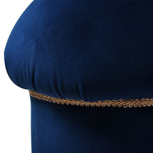 Load image into Gallery viewer, Ellen - Upholstered Clover Ottoman With Gold Bullion Fringe - Navy Blue