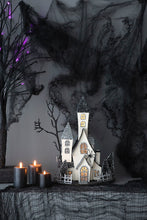 Load image into Gallery viewer, Cardboard Lighted Haunted House, Tabletop Holiday Halloween Decor, Battery Powered - Beige / Black