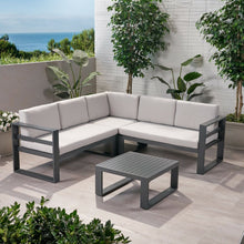 Load image into Gallery viewer, Dursley - Outdoor Aluminum V Shape Sofa Sectional - Beige / Gray