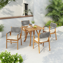 Load image into Gallery viewer, Outdoor Rustic Patio Acacia Bistro Set With Cushions