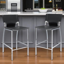 Load image into Gallery viewer, 29" Metal And Faux Leather Low Back Bar Height Bar Chairs (Set of 2) - Black