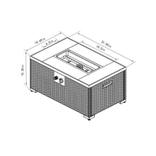 Load image into Gallery viewer, 32" Propane Gas Fire Pit Table With Propane Tank Cover, 50000 Btu Rectangular Steel Fire Pit With Beautiful Wicker Base