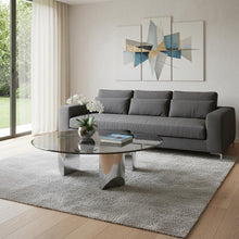 Load image into Gallery viewer, Glass Stainless Steel Round Coffee Table - Black / Silver
