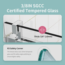 Load image into Gallery viewer, Frameless Sliding Shower Door With Soft- Close, 3 / 8" Tempered Glass