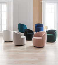 Load image into Gallery viewer, Swivel Accent Armchair Barrel Chair With Powder Coating Metal Ring