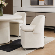Load image into Gallery viewer, Chenille Wing Back Dining Chairs With Wheels (Set of 2) - Beige
