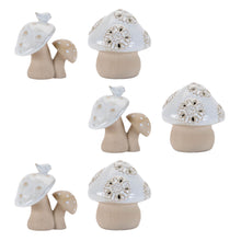 Load image into Gallery viewer, Porcelain Mushroom Tabletop Sculpture (Set of 6) - Beige / Gray