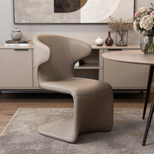 Load image into Gallery viewer, Faux Leather Wing Back Dining Side Chair - Light Brown