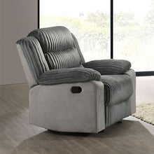 Load image into Gallery viewer, Lesley - Motion Glider Recliner - Gray Corduroy & Velvet