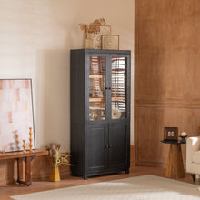 Load image into Gallery viewer, Style Tall Display Cabinet With Glass Doors For Collectibles - Black