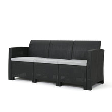 Load image into Gallery viewer, Outdoor 3 Seater Rattan Sofa With Water Resistant Cushions