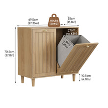 Load image into Gallery viewer, Sloping Laundry Basket With Removable Inner Bin, Concealed Storage Cabinet For Bathroom - Oak