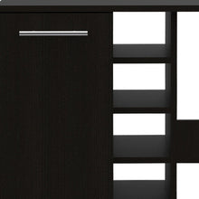 Load image into Gallery viewer, Wood Rolling Bar Cart With Wine Storage - Black