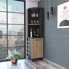 Load image into Gallery viewer, Wood Corner Bar Cabinet With Single Door - Black / Natural