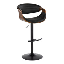 Load image into Gallery viewer, Symphony - Mid-Century Modern Adjustable Barstool With Swivel With Rounded T Footrest (Set of 2) - Black / Walnut / Black