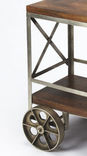 Load image into Gallery viewer, Vintage Style Rolling Server Bar Cart - Dark Brown