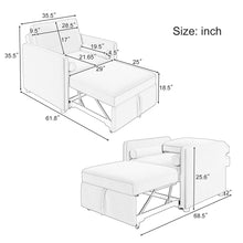 Load image into Gallery viewer, 3 In 1 Convertible Sleeper Chair With Adjustable Backrest, Lounger Chair Turns Into Bed