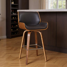 Load image into Gallery viewer, Solid Wood Swivel Low Back Bar Height Bar Chair - Black / Brown