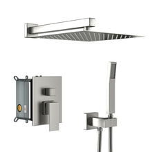 Load image into Gallery viewer, Dual Shower Head System With 12" Wall Mounted Square Rain Shower And Rough In Valve