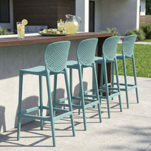 Load image into Gallery viewer, 26" Contemporary Heavy Duty Plastic Low Back Counter Height Bar Chairs (Set of 4) - Green