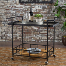 Load image into Gallery viewer, 2 Tier Bar Cart, Utility Cart, Rolling Serving Cart, Kitchen Cart With Storage Shelves - Black