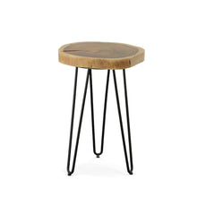 Load image into Gallery viewer, 26" Solid Wood And Iron Round End Table - Black