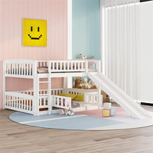 Load image into Gallery viewer, Low Bunk Bed With Slide, Fence And Ladder