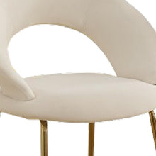 Load image into Gallery viewer, Velvet Metal Curved Back Dining Side Chair - White / Gold