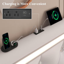 Load image into Gallery viewer, Wingback Upholstered Bed Frame With LED Lights, Charging Station