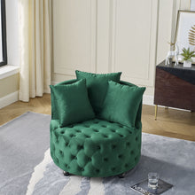 Load image into Gallery viewer, Modern Upholstered Swivel Chair With Button Tufted Design And Movable Wheels