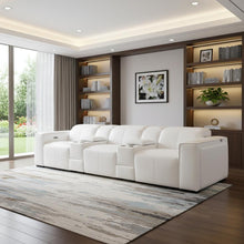 Load image into Gallery viewer, Top Grain Leather Reclining Metal USB Sofa (720398) - White