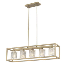 Load image into Gallery viewer, Kitchen Island Five Light Metal Dimmable Chandelier With Shades - Brass