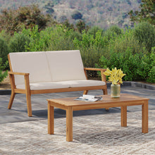 Load image into Gallery viewer, Serenit - 2 Piece Patio Set With Cushions, Loveseat And Coffee Table - Beige / Brown