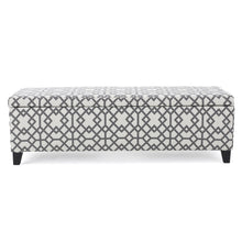 Load image into Gallery viewer, Quotient - Upholstered Storage Ottoman With Tapered Block Feet - Gray / White