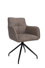 Load image into Gallery viewer, Upholstered Fabric Dining Arm Chair - Dark Brown / Black