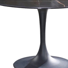 Load image into Gallery viewer, 47" Rounded Ceramic And Metal Pedestal Base Dining Table - Black