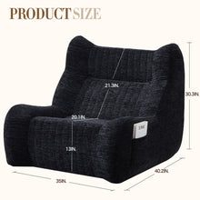 Load image into Gallery viewer, Bean Bag Chair With Armrests Oversized Comfy Beanbag Lounge Lazy Floor Sofa Accent Chair For Living Room - Black