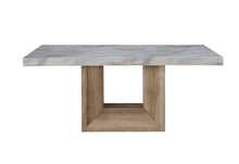 Load image into Gallery viewer, 70" Faux Marble And Wood Pedestal Base Dining Table - White