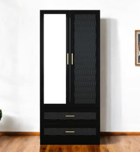 Load image into Gallery viewer, 71" Carved Geometric And Mirro Two Door Two Drawer Combo Dresser - Black