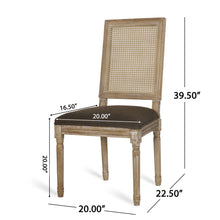 Load image into Gallery viewer, French Country Dining Chair With Rectangular Cane Backrest And Smooth Upholstered Seating