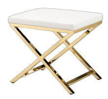Load image into Gallery viewer, 21" Faux Leather Vanity Chair - White / Gold