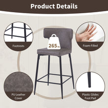 Load image into Gallery viewer, Modern Bar Stools With Upholstery And Metal Footrest (Set of 2)